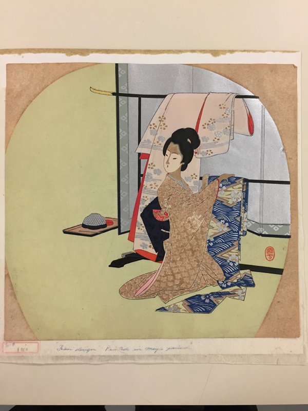 No. 22, Woman hanging up garments, Otake Etsudō, 1901