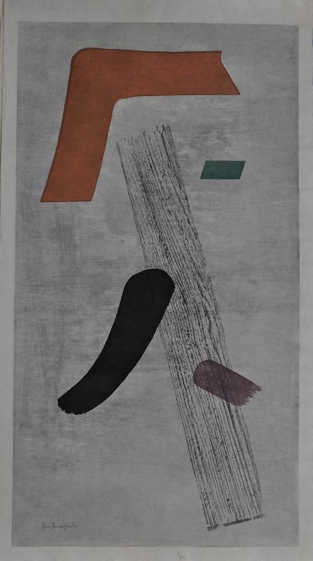 [abstract composition with diagonal woodgrain], Yamaguchi Gen, 20th century