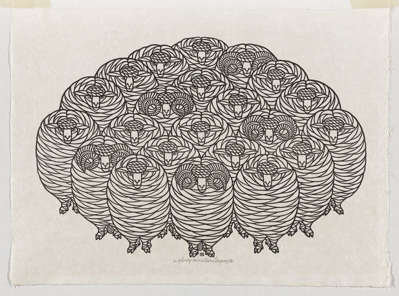 Herd of Merino Sheep, Jacques Hnizdovsky, 1975