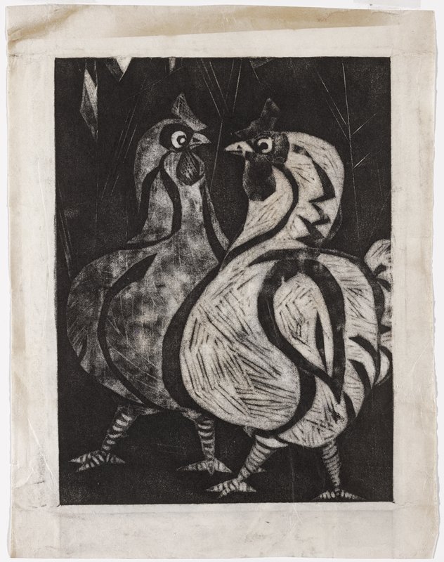 Untitled [two roosters], Amano Kazumi, 1960