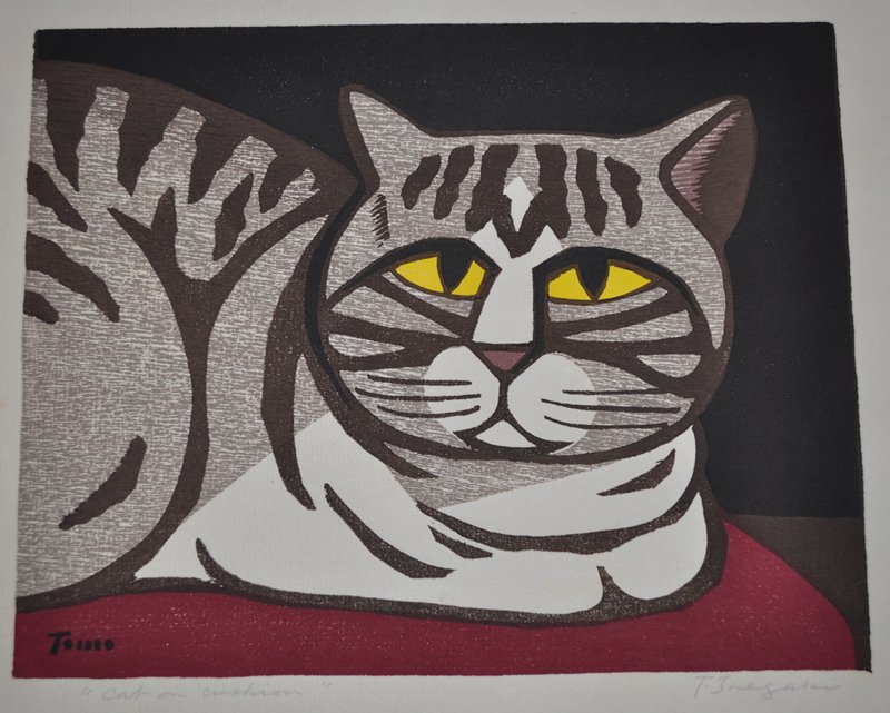 Cat on Cushion, Inagaki Tomo’o, 1957
