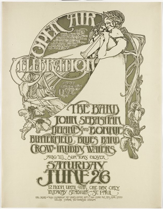 The Band, John Sebastian, Belaney and Bonnie, Butterfield Blues Band, Crow Muddy Waters, Li'l Sun Tony Glover, Midway Stadium, June 26, 1971, Anne C. Elliott, 1971