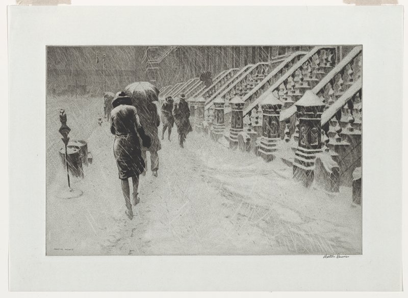 Stoops in Snow, Martin Lewis, 1930