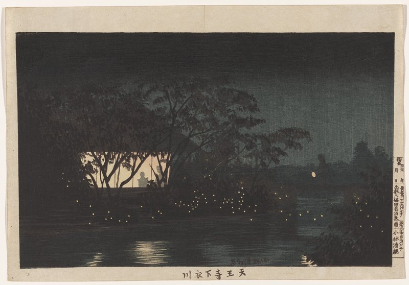 Koromo River below Tennō-ji Temple, Kobayashi Kiyochika, 1880