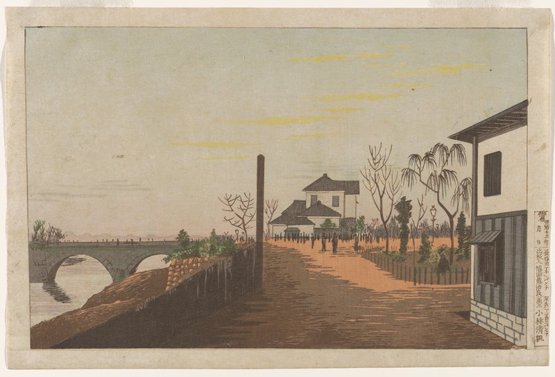 Sunrise at Yorozuyo (or Mansei) Bridge, Kobayashi Kiyochika, 1880