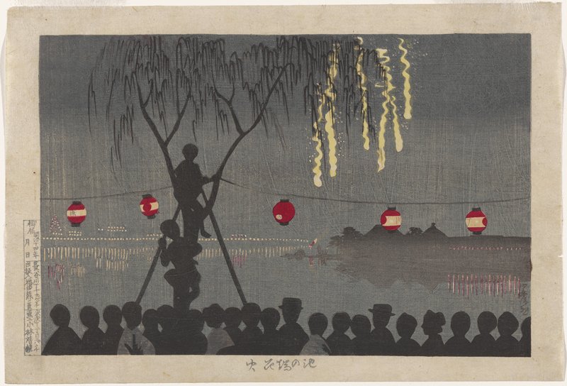Fireworks at Ike-no-hata, Kobayashi Kiyochika, 1881