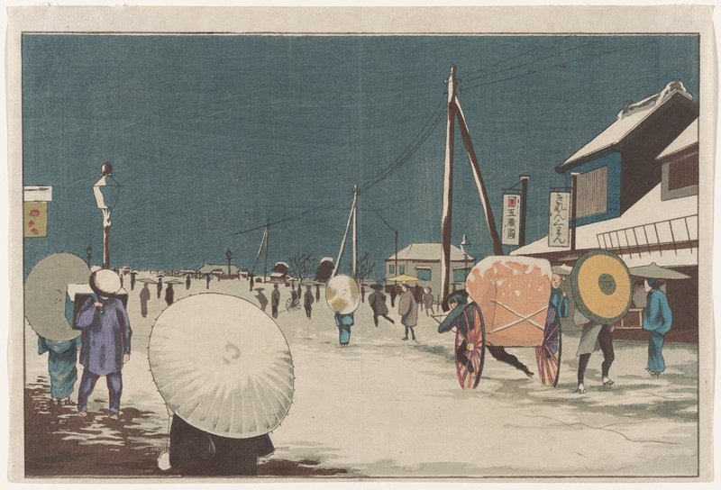 Ryōgoku in Snow, Kobayashi Kiyochika, 1877