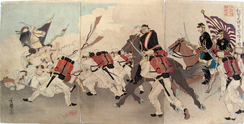 Picture of Our Forces' Great Victory in Demolishing Asan, Migita Toshihide, August 1894?