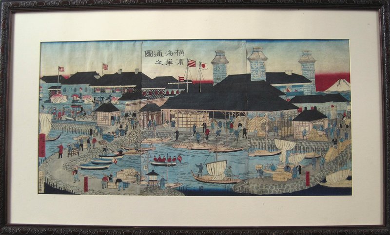 Picture of Kaigan-dori in Yokohama, Utagawa Hiroshige III, 1870, 10th lunar month