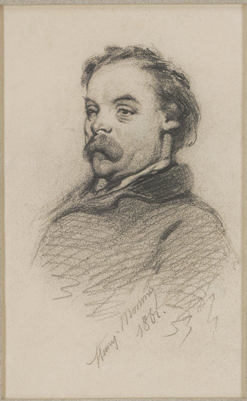 Three-quarter profile of mustached man, facing left, Henri Monnier, 1861