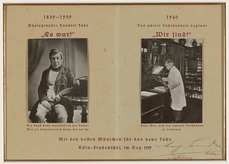 New Year's Card with Self Portrait, At Work in his Darkroom/Celebration of 100th Anniversary of the Invention of Photography, Август Зандер, 1939