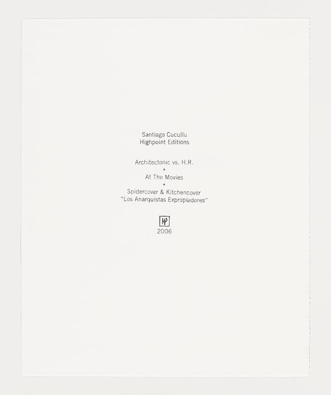 Title page for Architectonic vs. H.R., Santiago Cucullu, 2006