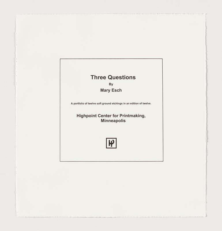 Three Questions Title Page, Mary Esch, 2003