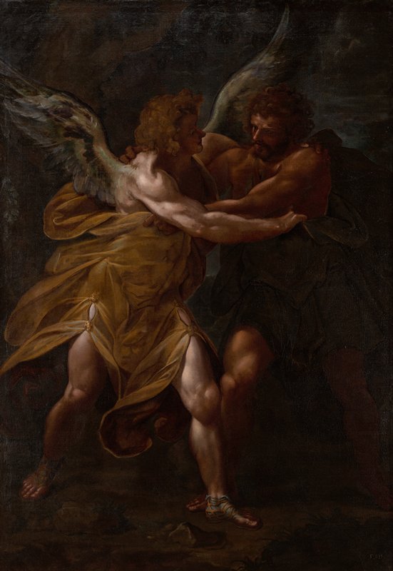 Jacob Wrestling with the Angel, Cristoforo Roncalli, early 1620s