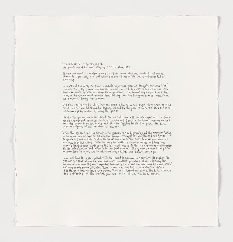 Three Questions Narrative Page, Mary Esch, 2003