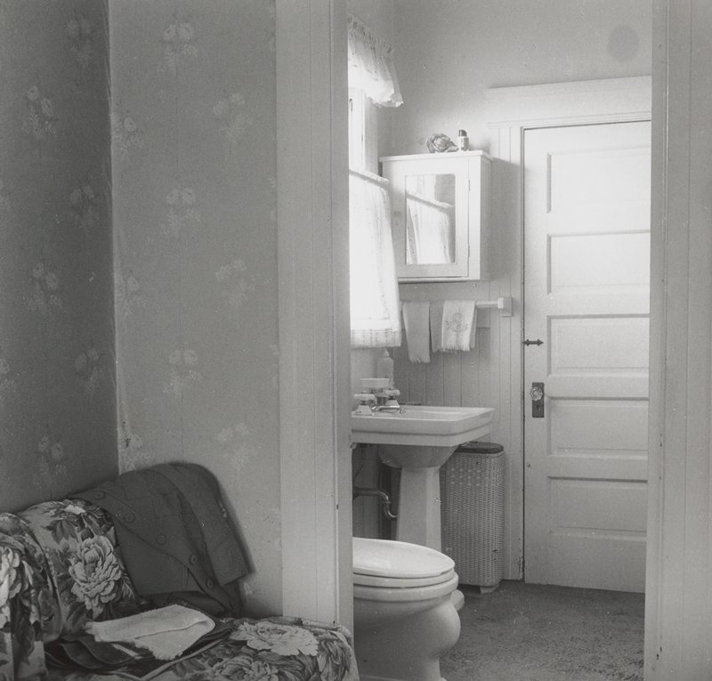 Bathroom Seen from Room with Floral Wallpaper, Joanne Leonard, c. 1970