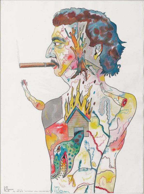 Self-Portrait: I Feel Like Fire Today!, Luis Cruz Azaceta, 1981