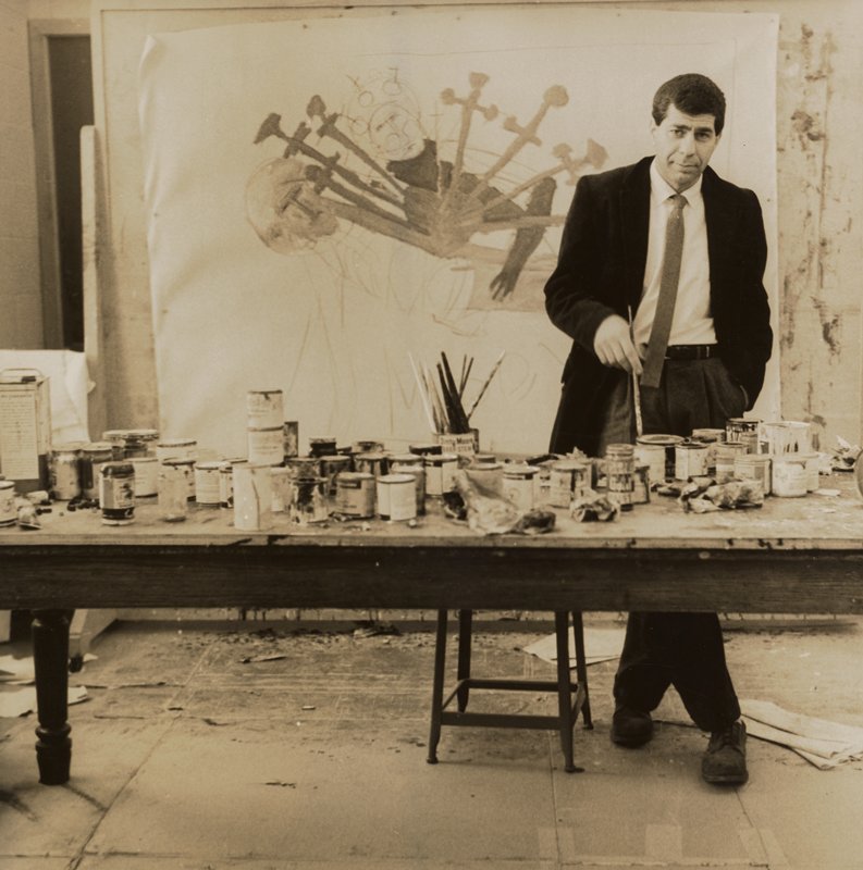 Norman Laliberté – standing in front of painting, Jacques Lowe, c. 1954
