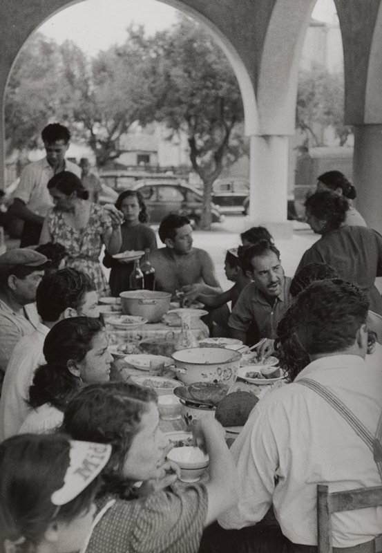 Gypsy wedding dinner, Saintes Maries de la Mer, France, Jacques Lowe, 1953