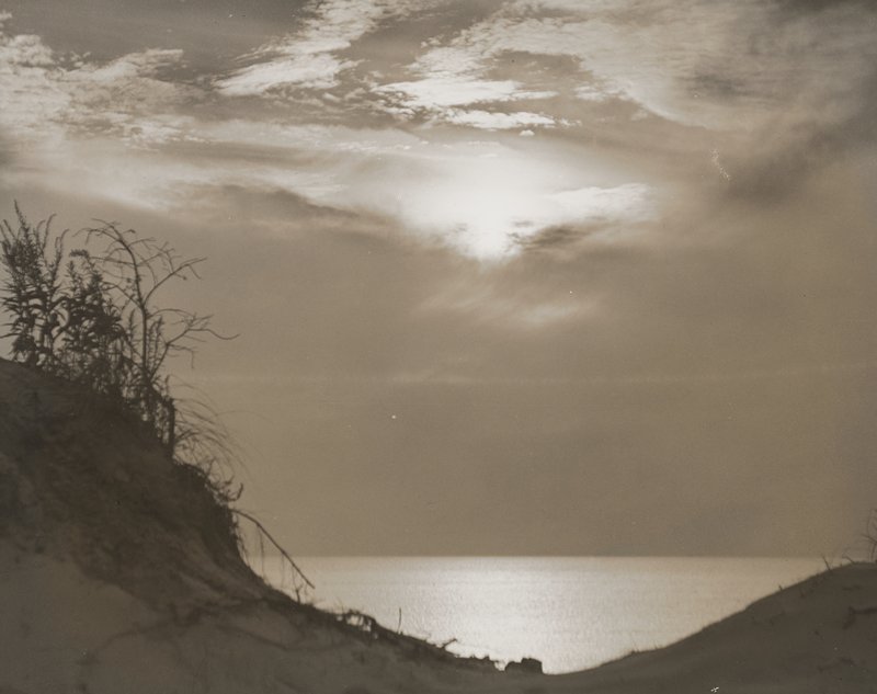 Landscape of water and sand dune, Edward W. Quigley, c. 1935