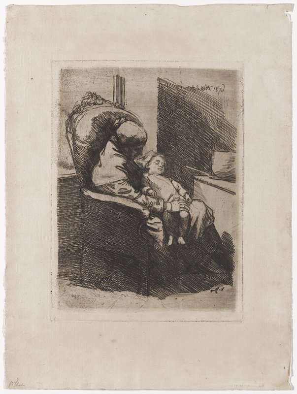 [Woman and sleeping child], Adrien de Witte, 1876