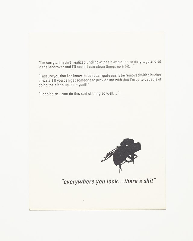 Card/Insert: everywhere you look... there's shit, Fly NYC, 1989