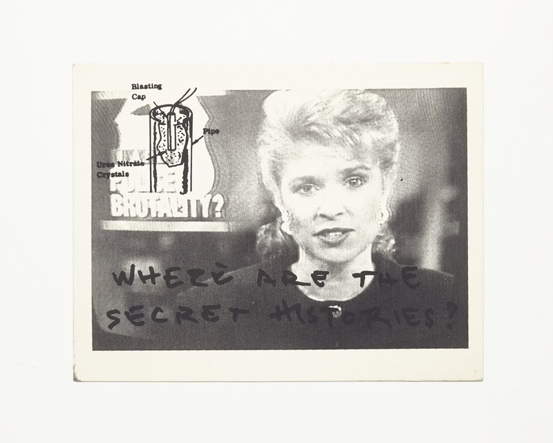 Card/Insert: WHERE ARE THE SECRET HISTORIES?, Fly NYC, March 1991