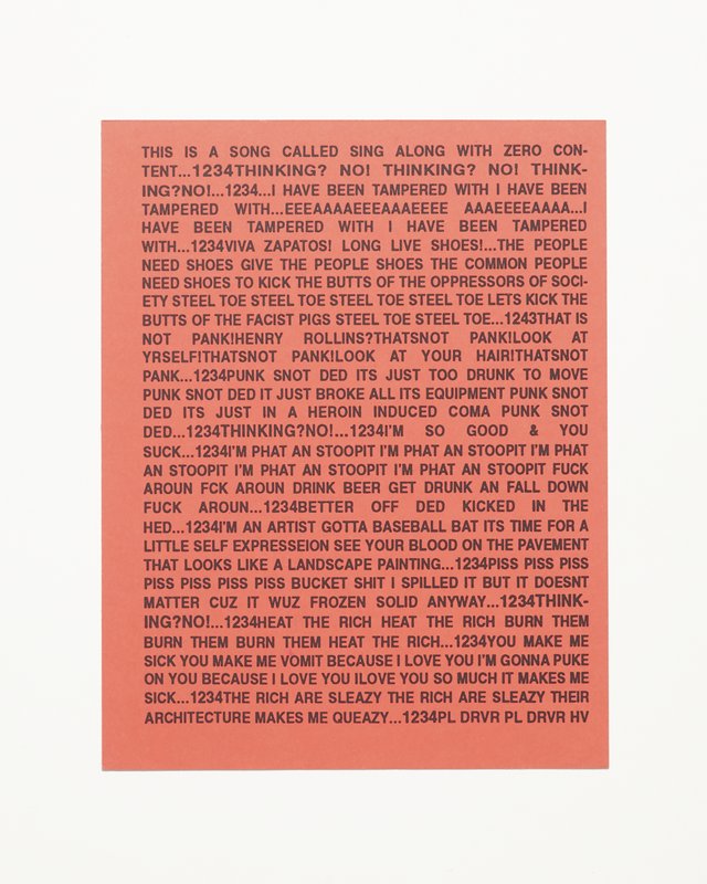 Card/Insert: THIS IS A SONG CALLED SING ALONG WITH ZERO CON-TENT, Fly NYC, December 1994