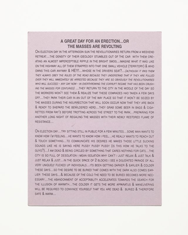 Card/Insert: A GREAT DAY FOR AN ERECTION..., Fly NYC, November 1996