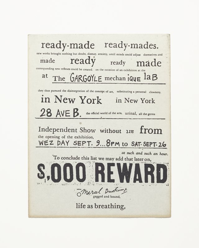 Card/Insert: ready-made ready-mades, Fly NYC, 20th century