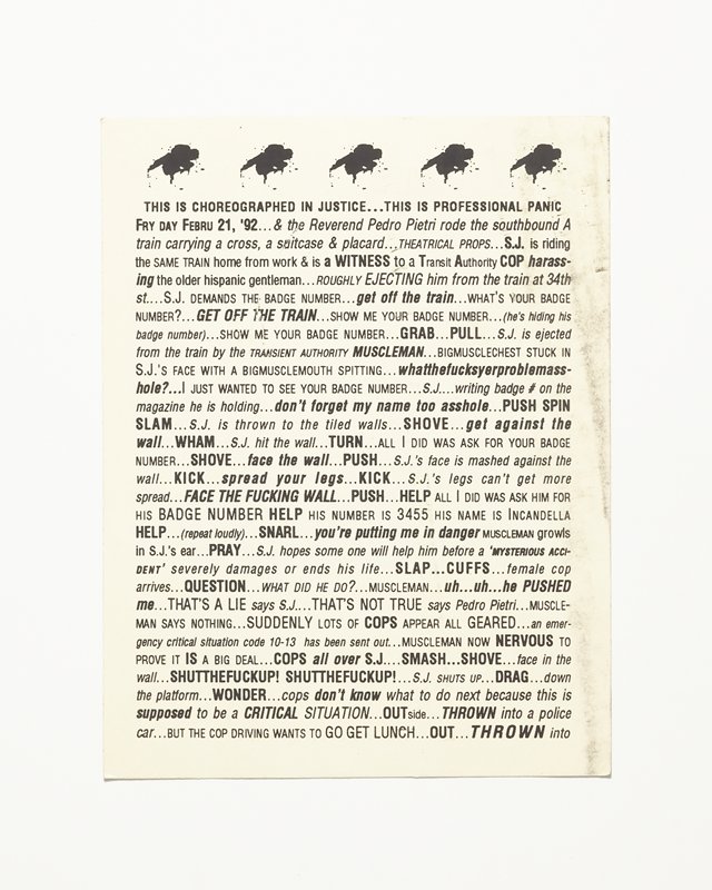 Card/Insert: POLICE WAGON..., Fly NYC, February 1992
