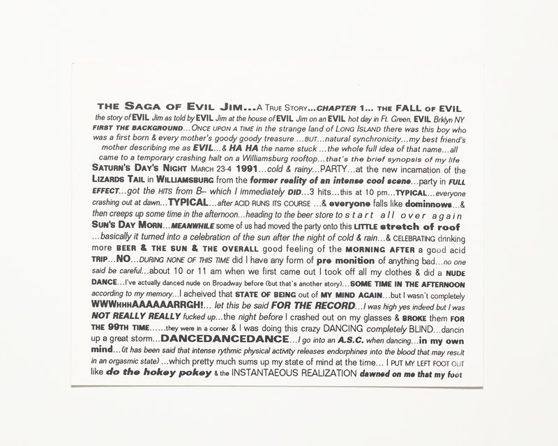 Card/Insert: THE SAGA OF EVIL JIM... A TRUE STORY... CHAPTER 1..., Fly NYC, July 1991