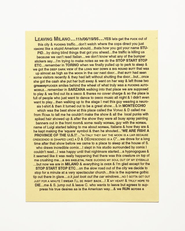 Card/Insert: LEAVING MILANO..., Fly NYC, June 1995