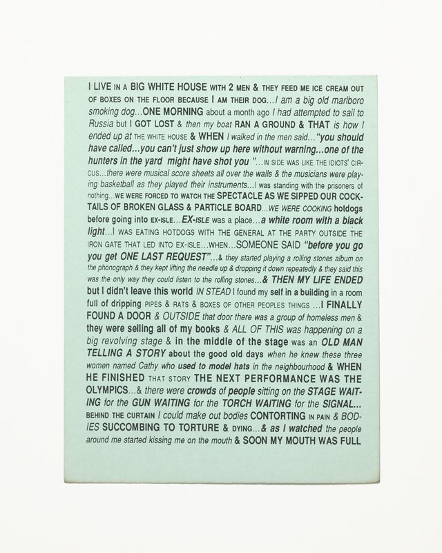 Card/Insert: I LIVE IN A BIG WHITE HOUSE..., Fly NYC, August 1992