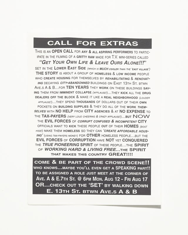 Card/Insert: CALL FOR EXTRAS, Fly NYC, late 20th–early 21st century