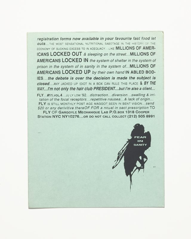 Card/Insert: A VOID REALITY..., Fly NYC, July 1992