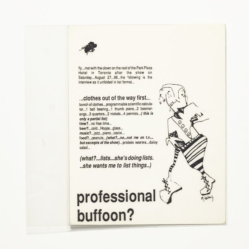 Card/Insert: professional buffoon?, Fly NYC, August 1988