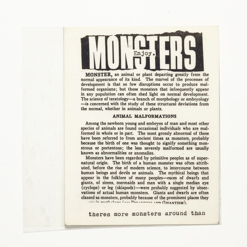 Card/Insert: MONSTERS Enjoy, Fly NYC, October 1992