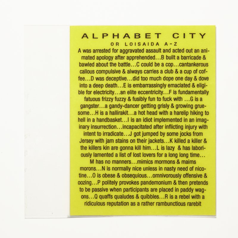 Card/Insert: ALPHABET CITY..., Fly NYC, May 1995