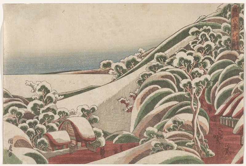 Evening Snow at Mount Hira, Utagawa Kunitora, 1820s