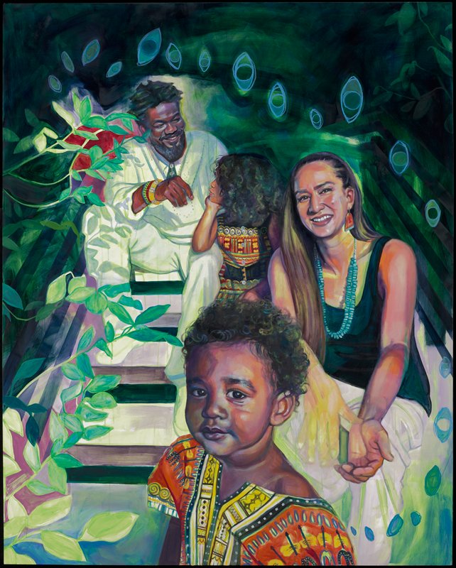 Sierra and her family, on the Mississippi shore, Leslie Barlow, 2021