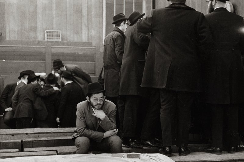 Jewish man sitting, resting head on hand, Brooklyn, NY, Leonard Freed, 1954