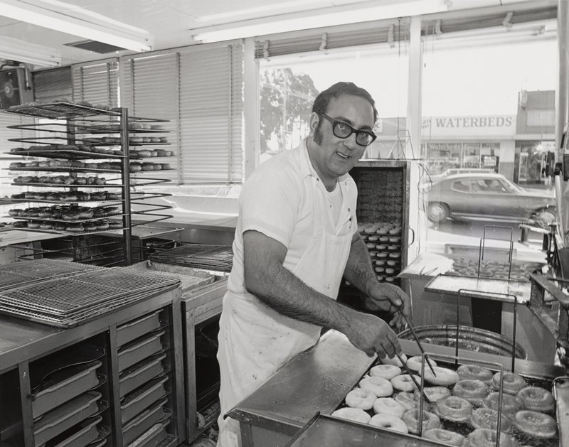 I gross over $200, 000 a year as the owner-manager of a donut store, but there's a price to pay. I come to work at 2:00 A.M. to begin the daily routine of making 250 dozen donuts. I eat dinner at 4:00 in the afternoon and am in bed by 7:30. I was a Depression baby. Now kids say there has to be something better., Bill Owens, 1976 (printed 2006)