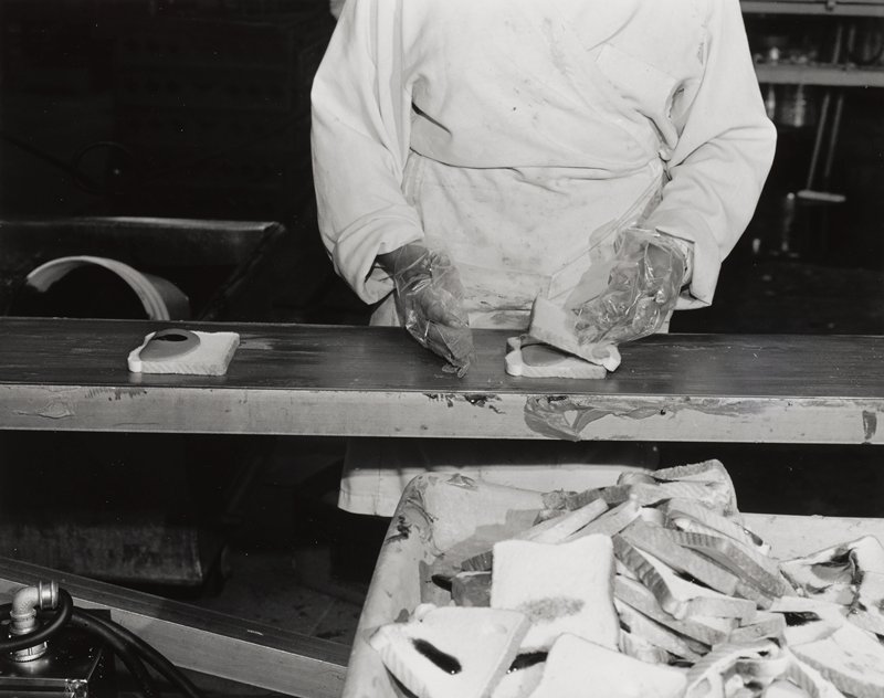 Our peanut butter and jelly sandwiches are frozen and shipped across the nation to schools, convalescent homes and hospitals. Because of mass production, we can manufacture a sandwich cheaper than you can make one at home., Bill Owens, 1975 (printed 2006)