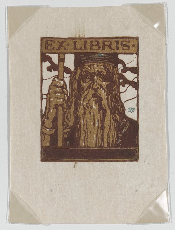 Ex Libris Margarete Strauss (Portrait of Odin), Bernhard Pankok, 1896