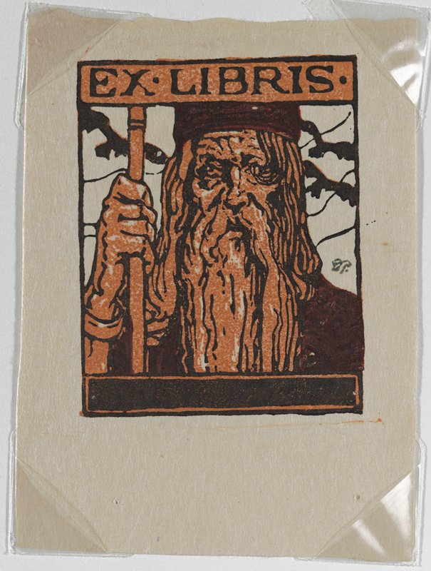 Ex Libris Margarete Strauss (Portrait of Odin), Bernhard Pankok, 1896