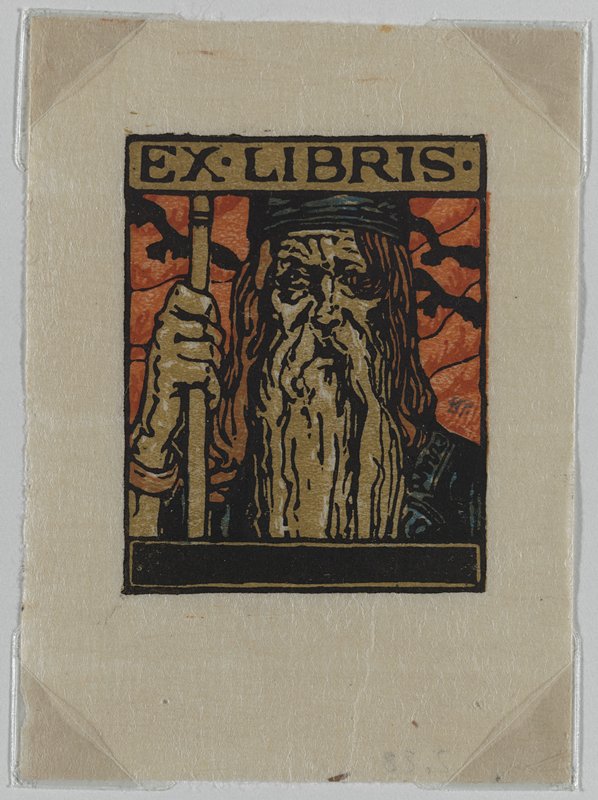 Ex Libris Margarete Strauss (Portrait of Odin), Bernhard Pankok, 1896