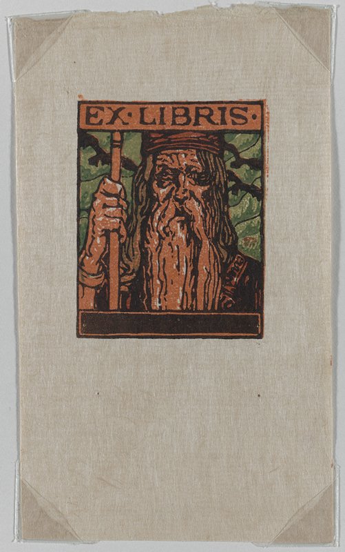 Ex Libris Margarete Strauss (Portrait of Odin), Bernhard Pankok, 1896