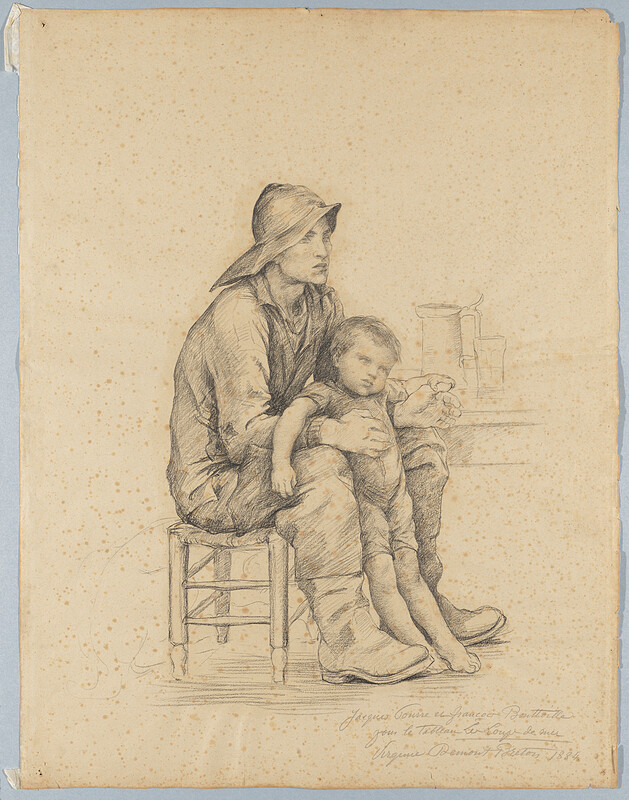 Preparatory drawing for the painting Les Loups de Mer, Virginie Élodie Demont-Breton, 1884