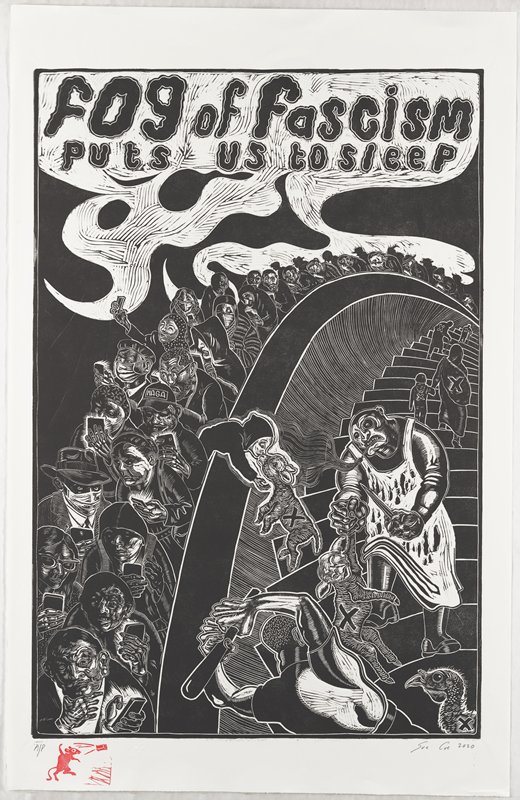 Fog of Fascism Puts Us to Sleep, Sue Coe, 2020